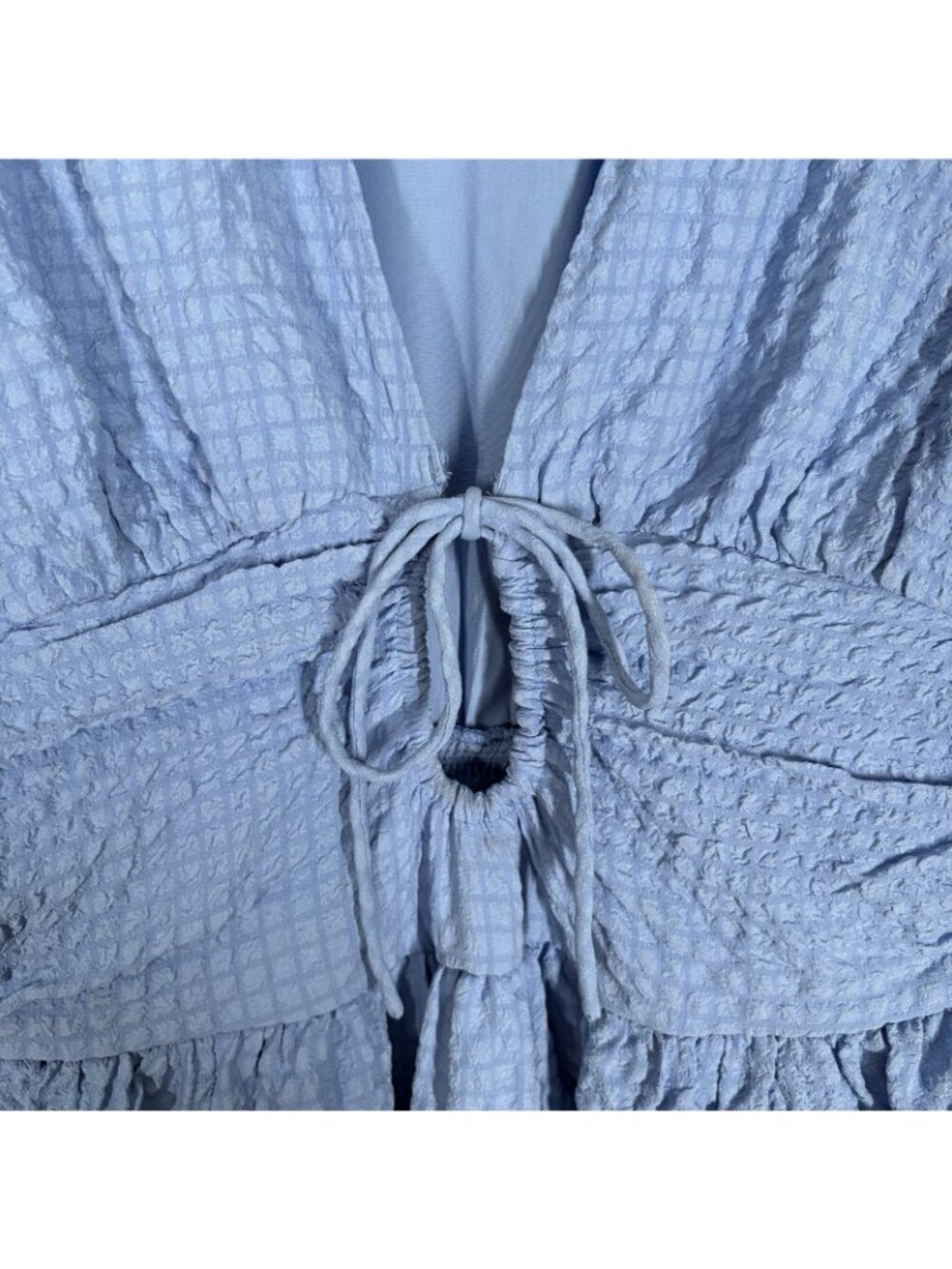 Abercrombie & Fitch Women LP French Blue Tie-Front Textured Maxi Dress NWOT - Picture 11 of 16